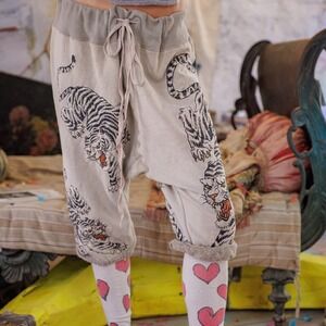 Magnolia Pearl Tiger Sweat Shorts Tan Dropped Crotch Bohemian NWT